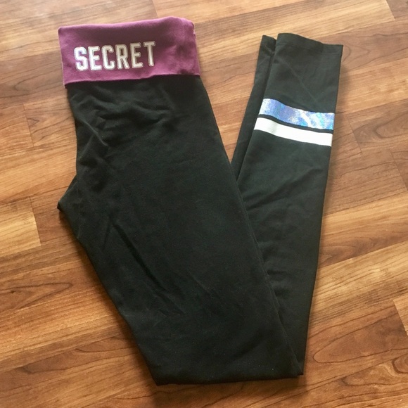PINK Victoria's Secret Pants - Victoria's Secret Black Holographic Yoga Leggings